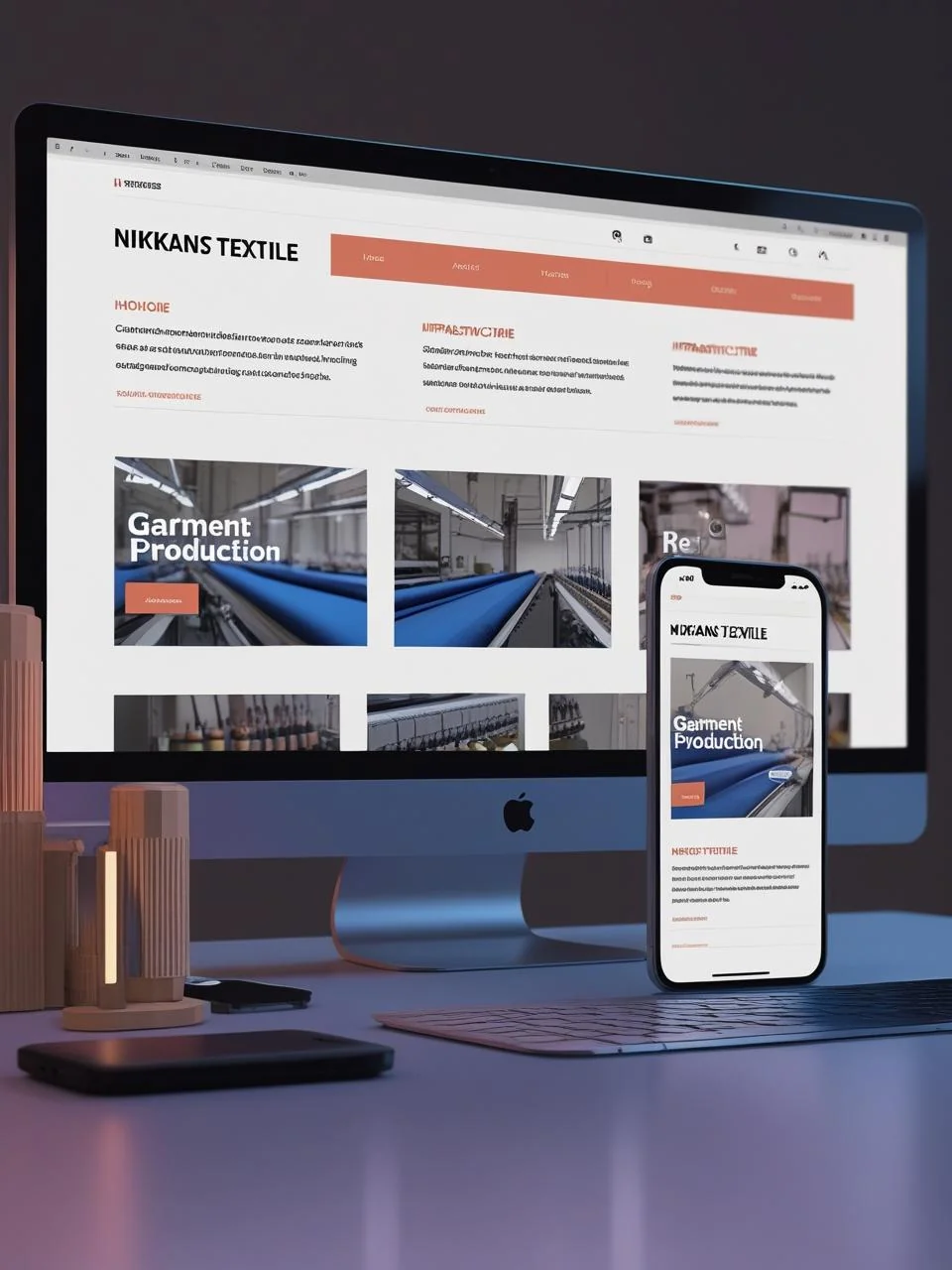 Responsive business website project preview for Nikkans Textile