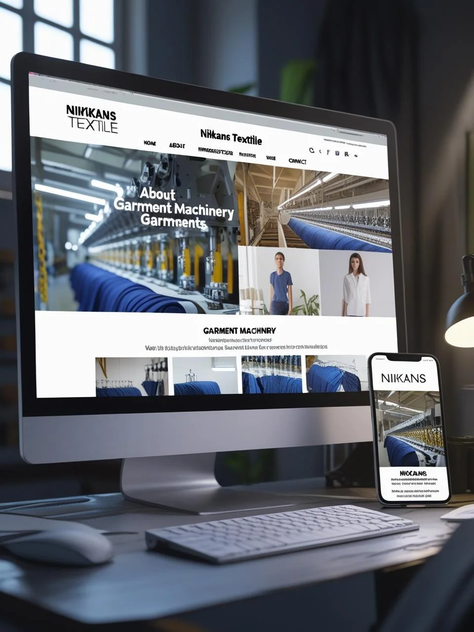 Nikkans Textile website preview with responsive business layout
