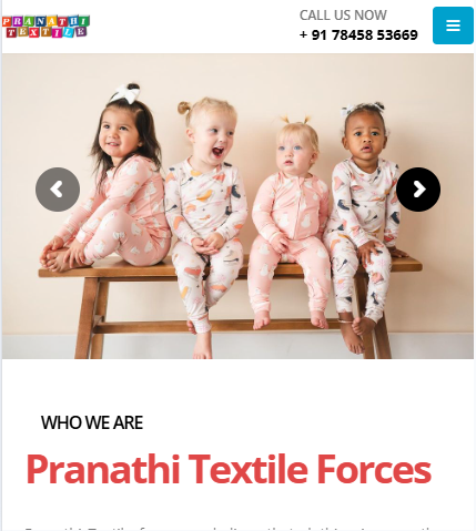 Custom website design preview for a textile business brand